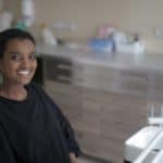 woman smiling at dentist